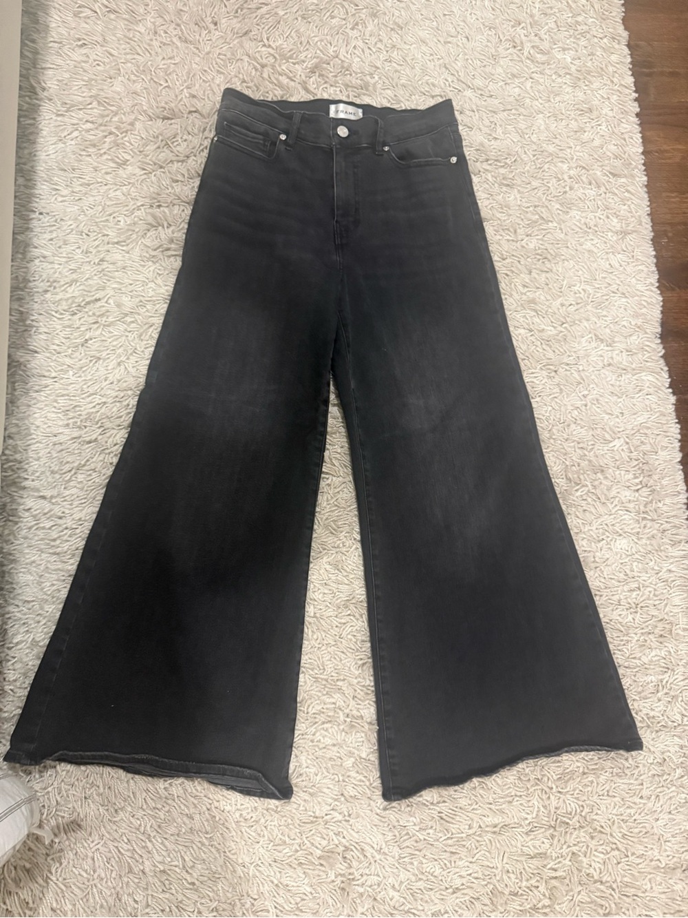 Frame Denim Black High-Rise Wide Leg Jeans